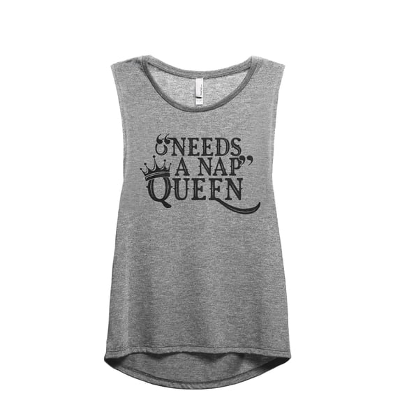 Needs A Nap Queen Women's Fashion Sleeveless Muscle Workout Yoga Tank Top Heather Grey Grey X-Large