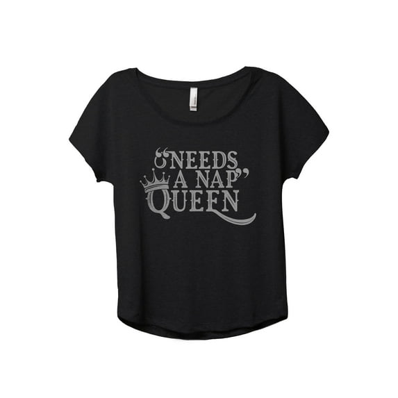 Needs A Nap Queen Women's Fashion Slouchy Dolman T-Shirt Tee Heather Black Medium