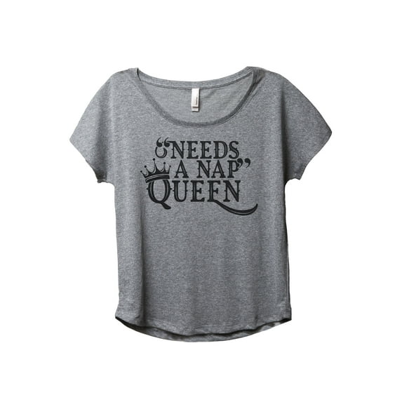 Needs A Nap Queen Women's Fashion Slouchy Dolman T-Shirt Tee Heather Grey 2X-Large