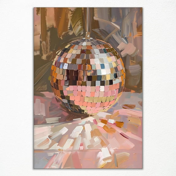 Neejaold Trendy Disco Canvas Wall Art Funky Girl Disco Ball Room Aesthetic Poster Vintage Preppy Picture 70s Bar Cart Decor Print Painting for Girly Dorm Bedroom 12x16in Unframed