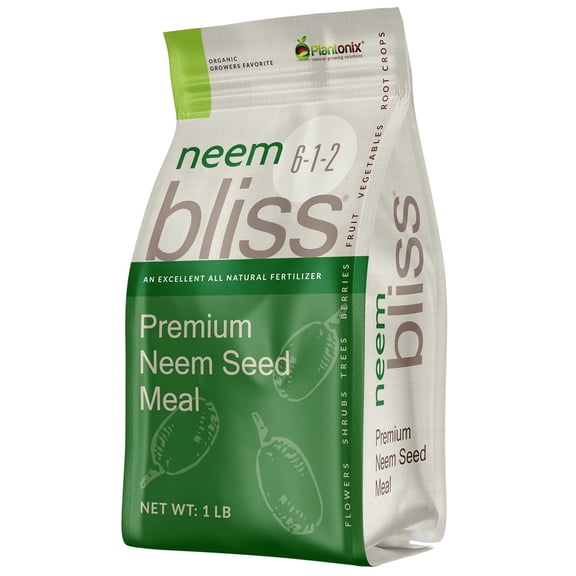 Neem Bliss (1lb) - Neem Seed Meal - Organic Neem Cake for Plants - OMRI-Listed Fertilizer for Plants, Vegetables, Lawns, & Gardening - 100% Natural & Renewable Garden Fertilizer