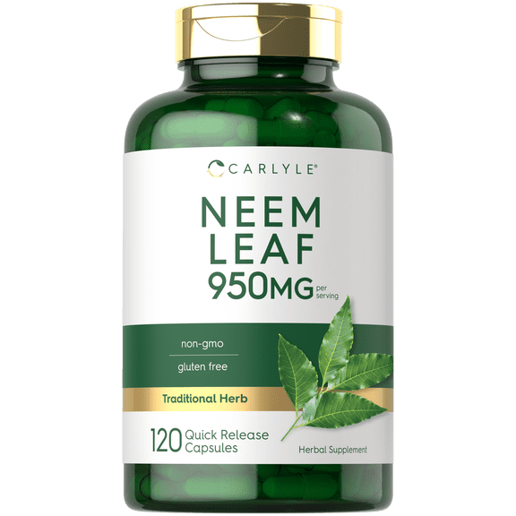 Neem Leaf | 950mg | 120 Powder Capsules | Supplement for Men and Women | by Carlyle