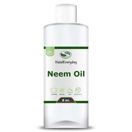 Neem Oil 8 oz. - Pure Natural Raw Virgin Organic Unrefined Carrier Oil For Skin, Hair Care, Plants By HalalEveryday