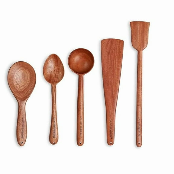 Neem Wood Compact Flip/Spatula/Ladle For Cooking Dosa/Roti/Chapati | Kitchen Tools Naturally Non-Stick | Handmade (Set Of 5),37CM