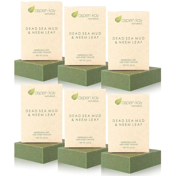 Neem and Dead Sea Mud Soap - Natural and Organic Soap - 4.5 oz Each Bar- 6 Pack