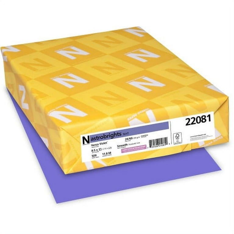 Color Paper, 24 lb Bond Weight, 8.5 x 11, Venus Violet, 500/Ream Color Paper, 24 lb Bond Weight, 8.5 x 11, Venus Violet, 500/Ream