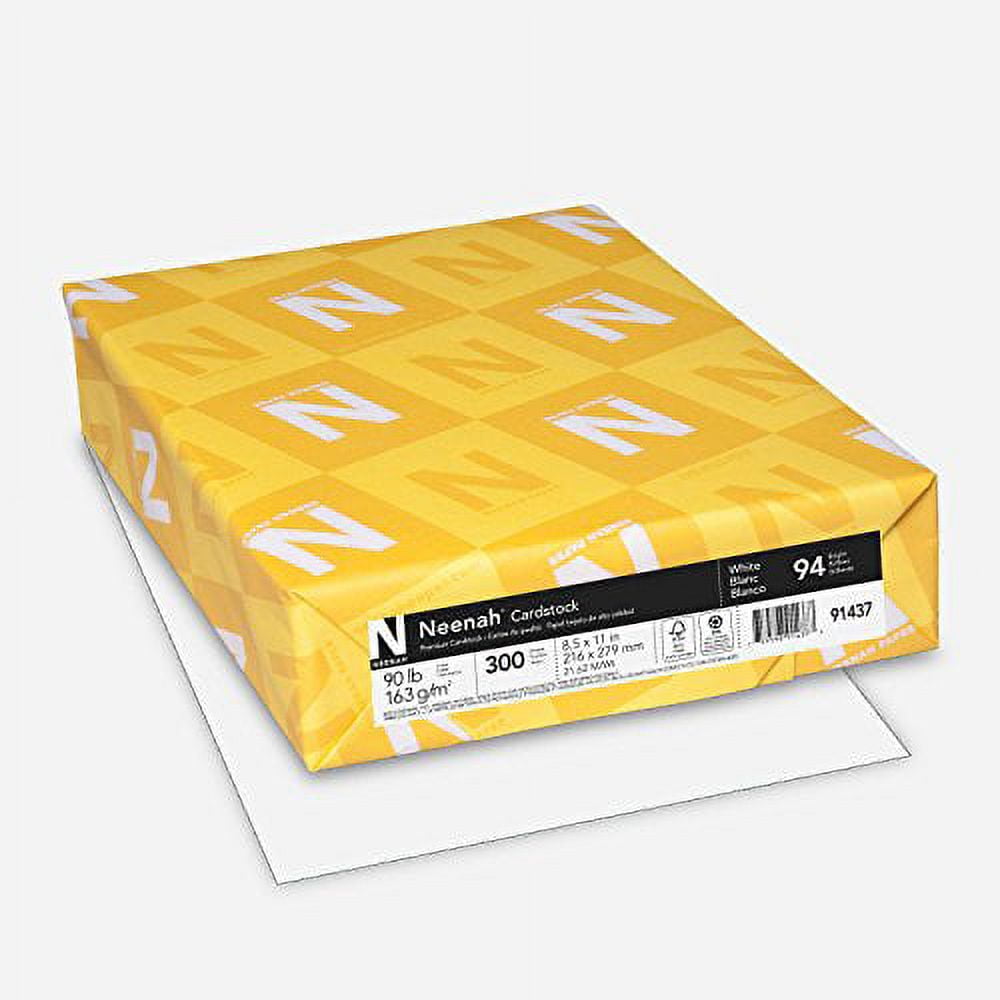 Neenah Cardstock, 8.5" x 11", 90 lb/163 gsm, White, 94 Brightness, 300