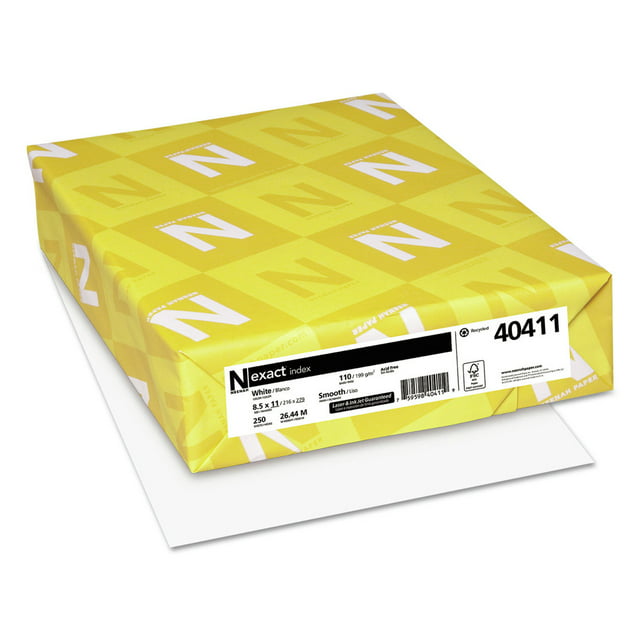 Neenah Exact Index Cardstock, 8.5" x 11", 110 lb./199 Gsm, White, 250 Sheets