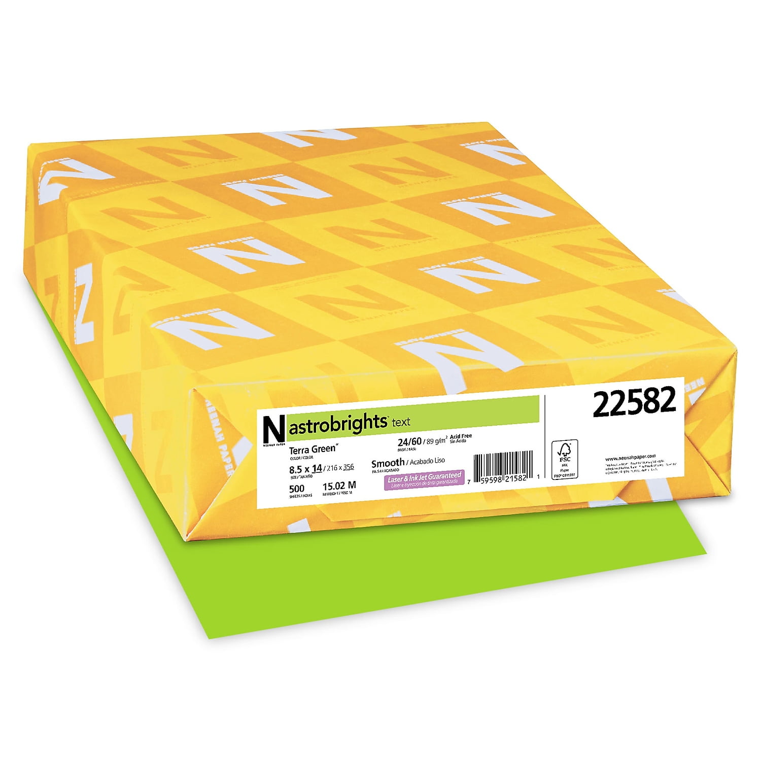 Neenah Paper 22582 24 lbs Astrobrights Multipurpose Paper, Terra Green - 8.5 x 14 in.