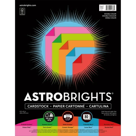 Astrobrights - 70 lb. Cardstock Paper, 8.5" x 11", 80 Sheets/Ream (91668) - Double Color Assortment