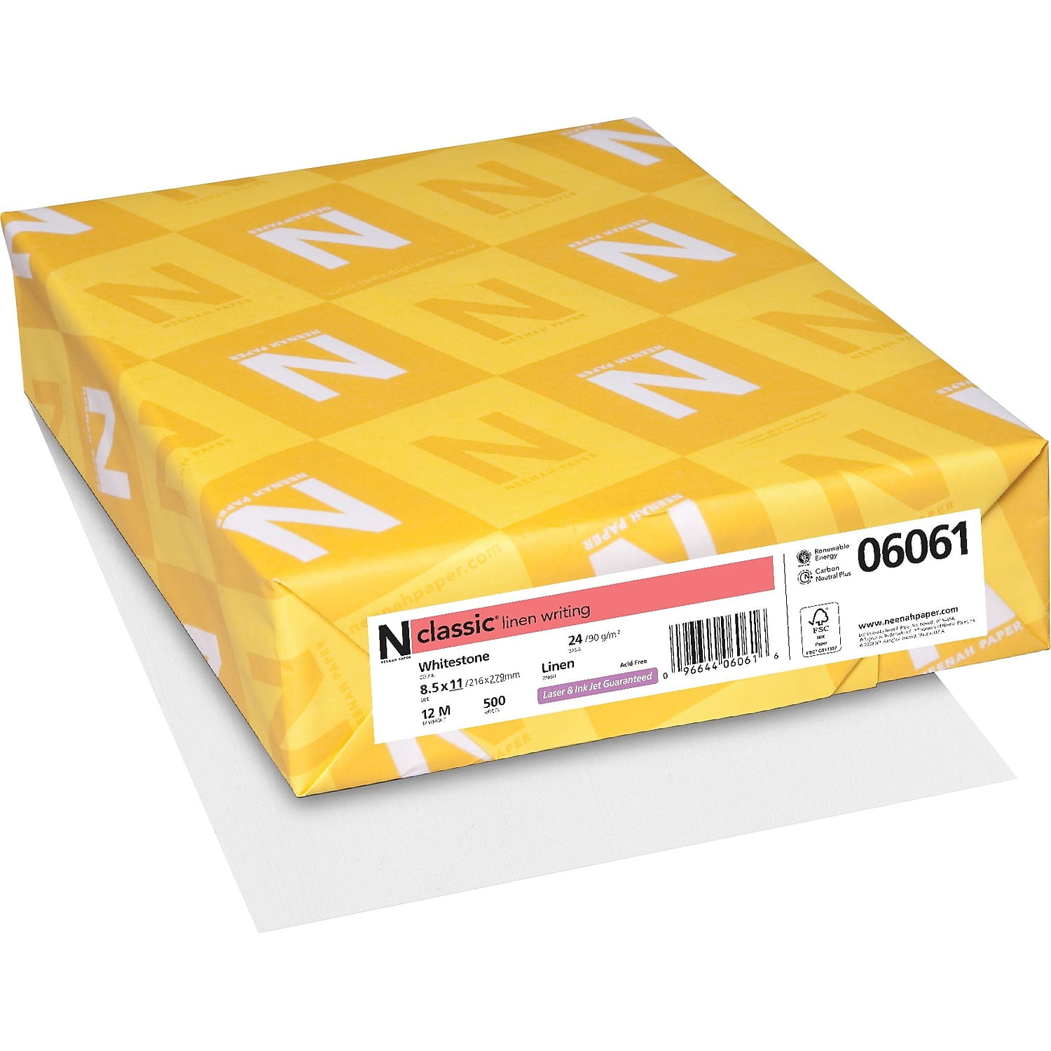 Neenah Paper CLASSIC Linen Writing Paper 8 1/2" x 11" 24 lb. Linen Finish Whitestone 500/Ream 06061