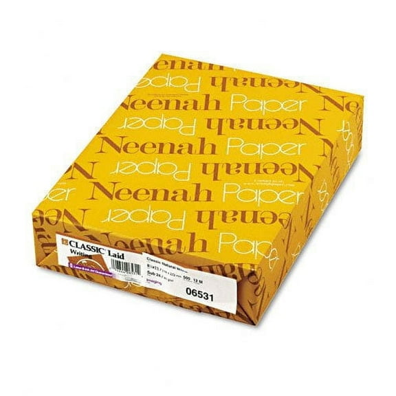 Neenah Paper : Classic Laid Premium Paper, Classic Natural White, 24lb, Letter, 500 Sheets -:- Sold as 2 Packs of - 500 - / - Total of 1000 Each