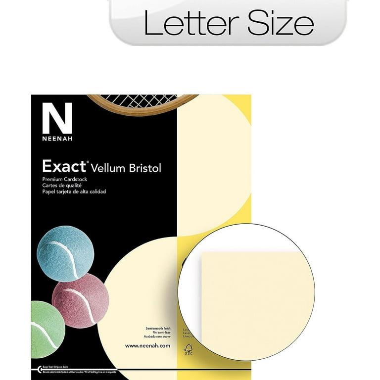 Neenah Paper Exact Vellum Bristol Cover Stock, 67 lb, 8.5 x 11, Ivory, 250/Pack