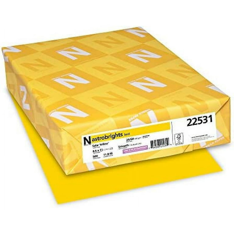 Neenah Wausau Paper 22531 Astrobrights Color Paper, 8.5” x 11”, 24 lb / 89  GSM, Solar Yellow