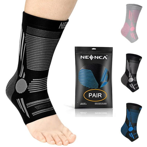 Neenca 2-Pack Ankle Brace Support for Men & Women,Plantar Fasciitis Socks with Arch Support Compression Ankle Support Foot Sleeve,Ligament Damage, Achilles Tendonitis, Sprained Ankle