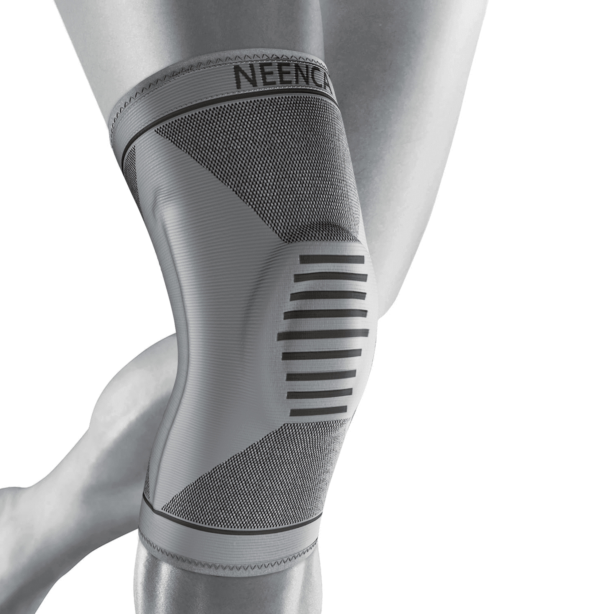 Neenca 2 Pack Knee Braces,Graphene Knee Pads,Medical Knee Brace,Knee Support for Meniscus Tear, Arthritis, ACL, Joint Pain Relief, Running,Light Grey, Size L