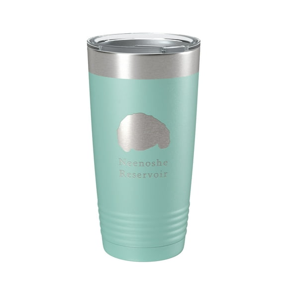 Neenoshe Reservoir Tumbler Lake Map Travel Mug Insulated Laser Engraved Coffee Cup Colorado 20 oz Teal