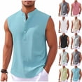 thumbnail image 1 of Neer Ribbed Tank Tops for Men Summer Sleeveless Henley Shirts Crewneck Tees Muscle Slim Fit Tank Top Size 3XL White, 1 of 6