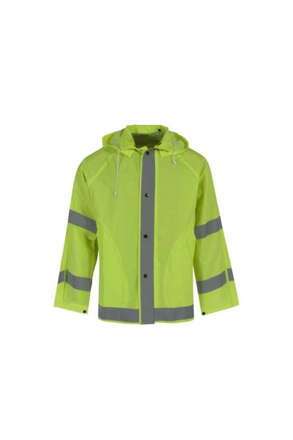 Econo-Viz Series Jacket with Snap Detachable Hood, High Visibility Lime - Extra Large