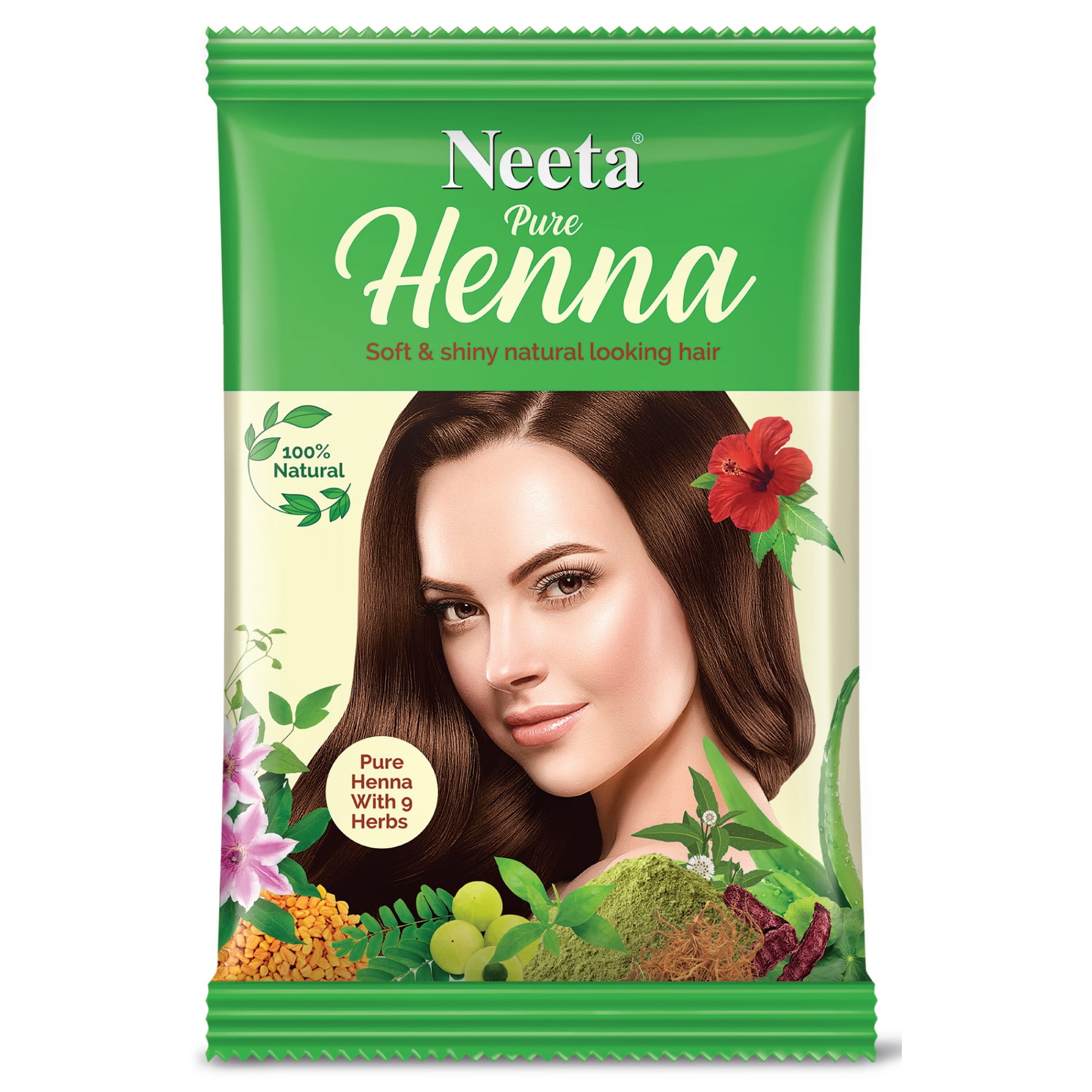 Neeta Pure Henna with 9 Herbs 100 Natural Henna hai dye color, Soft