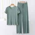 thumbnail image 1 of Neewe 2 Piece Outfits For Women Casual Modal Tracksuit Short Sleeve Tops And Wide Leg Long Pants Matching Lounge Sets, 1 of 3