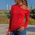 thumbnail image 1 of Neewe 2025 Tops for Women Off The Shoulder Tshirt Banded Waistband Shirts Long Sleeves Basic Loose Tops, 1 of 4