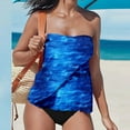 thumbnail image 1 of Neewe 2PC Summer Blouson Print Swimsuits for Women 2026 Tummy Control Bathing Suits Swim Tankini and Shorts, 1 of 4
