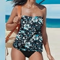 thumbnail image 1 of Neewe 2PC Summer Blouson Print Swimsuits for Women 2026 Tummy Control Bathing Suits Swim Tankini and Shorts, 1 of 4