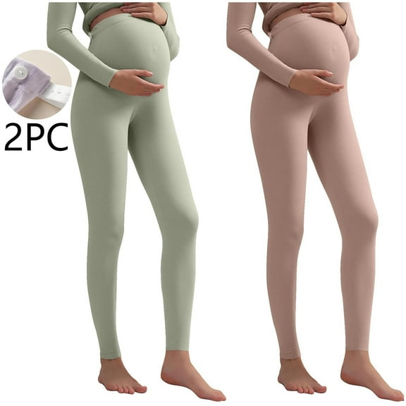 Neewe 2PCS Winter Women's Maternity Leggings Over The Belly Soft Warm Workout Pregnancy Yoga Pants
