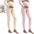 thumbnail image 1 of Neewe 2PCS Winter Women's Maternity Leggings Over The Belly Soft Warm Workout Pregnancy Yoga Pants, 1 of 3