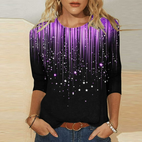 Neewe 3/4 Length Sleeve Womens Tops Casual V Neck Shirts Soft Basic Tees Business Work Blouses