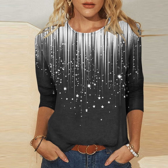 Neewe 3/4 Length Sleeve Womens Tops Casual V Neck Shirts Soft Basic Tees Business Work Blouses