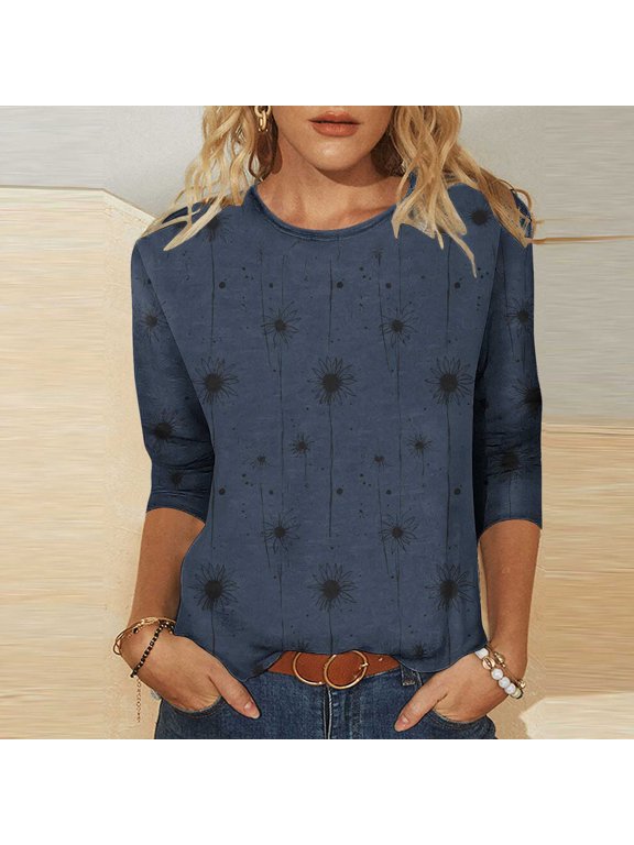 3/4 Length Sleeve Womens Tops Casual V Neck Shirts Soft Basic Tees Business Work Blouses