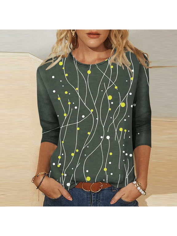 3/4 Length Sleeve Womens Tops Casual V Neck Shirts Soft Basic Tees Business Work Blouses
