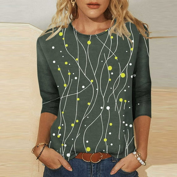 Neewe 3/4 Length Sleeve Womens Tops Casual V Neck Shirts Soft Basic Tees Business Work Blouses