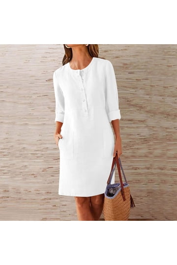 chinese dress ladies Pamela Long Sleeve Bodycon Mini Dress for Women, White Pearl Color, Polyester and Elastane Fabric, Round Neckline, High Neck Dress, Long Sleeves main image 0