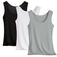 thumbnail image 1 of Neewe 3 Piece Womens Plain U Neck Tank Tops Basic Sleeveless Undershirt Layering Tanks Daily Outfits, 1 of 7