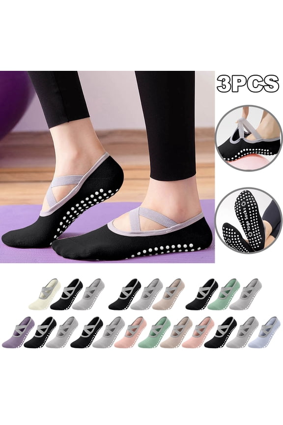 3PCS Yoga Socks For Women Pilates Socks Grip Socks Suitable For Plasticity Dance Home Training
