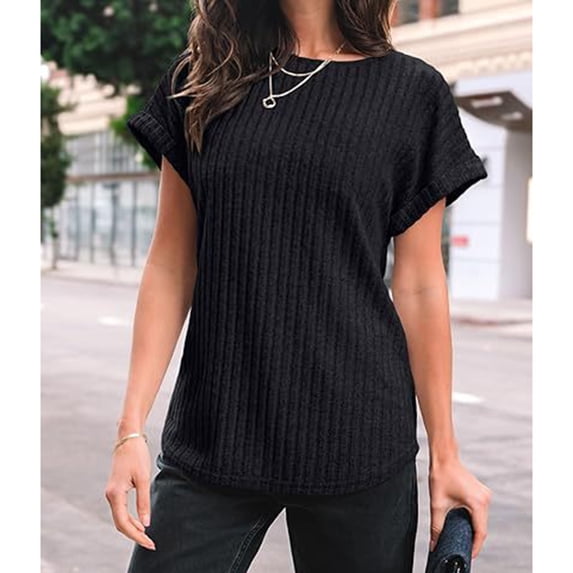 Neewe Basic T Shirts for Women,Crew Neck Short Sleeve Summer Shirts,Solid Loose Fit Tshirt, Plain Workout Tops, Undershirts
