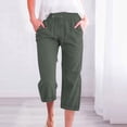 thumbnail image 1 of Neewe Capris Pants for Women 2026 Cotton Linen Sweatpants Casual Summer Straight Wide Leg Loose Drawstring Elastic Trouser, 1 of 5