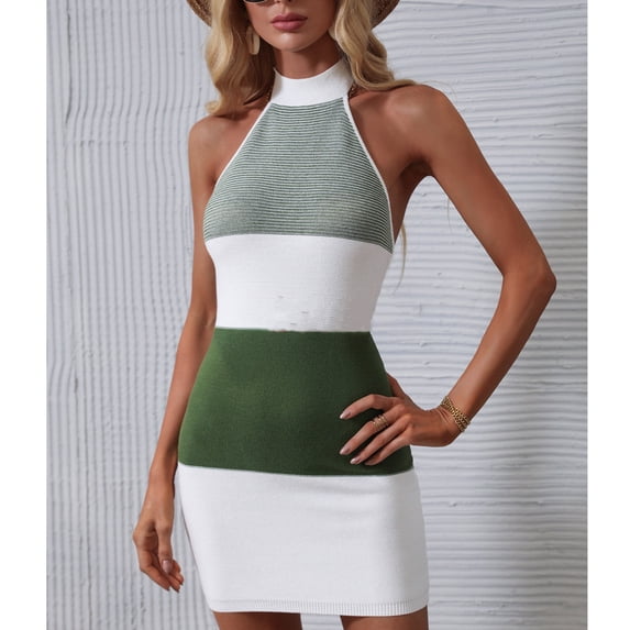 Neewe Casual Dresses for Women Crewneck Sleeveless Tank Dress Summer Spring Stretch Sundress Daily Clothes