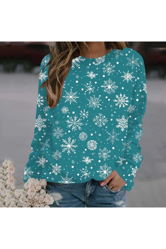 Christmas Sweatshirt for Women Crewneck Christmas Tree Long Sleeve Shirt Xmas Holiday Party Pullover Sweater Tops S-5XL