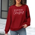 thumbnail image 1 of Neewe Christmas Women's Fall Oversized Sweatshirt Casual Waffle Knit Long Sleeve Crewneck Split Pullover Tunic Tops, 1 of 6