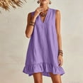 thumbnail image 1 of Neewe Cotton Linen Dresses for Women 2026 Loose Casual Spring Fall Fashion Clothing Ruff Plain Tank Dress with Pockets, 1 of 7