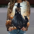 thumbnail image 1 of Neewe Crewneck Halloween Sweatshirt Women Witches Graphic Casual Oversized Pullover Print Hoodies Long Sleeve Blouse Tops, 1 of 6