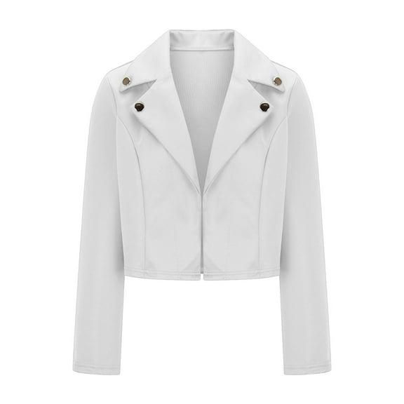Neewe Cropped Coat for Women Long Sleeve Breasted Lapel Casual Loose Fit Jackets