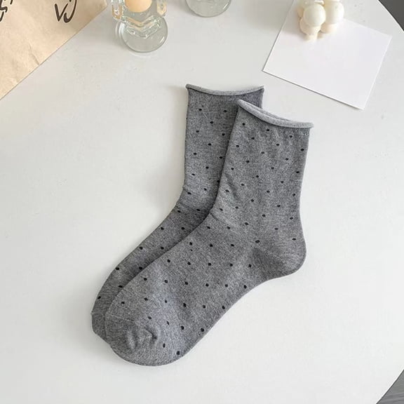 Neewe Curled Polka Socks for Womens Ruffle Socks Comfy Frilly Ankle Sock Cotton Lettuce Edge Crew Socks