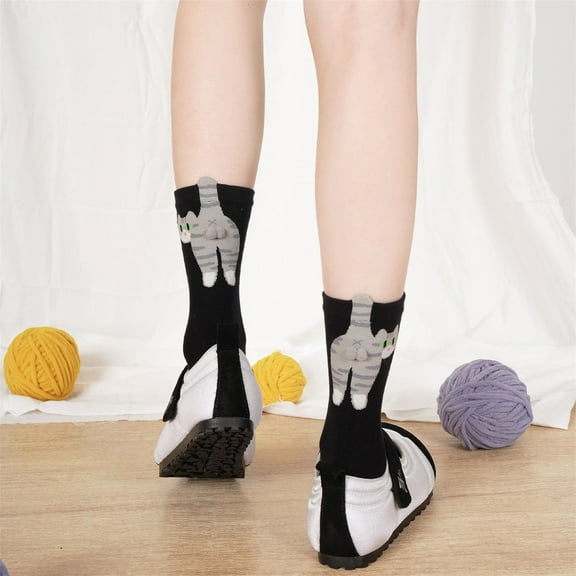 Neewe Cute Cats Pattern Crew Socks for Women Funny Novelty Summer Casual Socks
