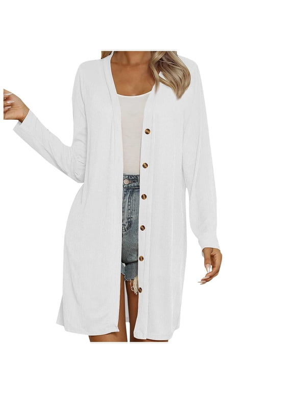 Essentials Women's Lightweight Longer Length Open-Front Long-Sleeve Cardigan Sweater (Available in Plus Size)