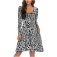 thumbnail image 1 of Neewe Fall Dresses for Women 2025 Boho Floral V Neck Long Sleeve Casual A-Line Mini Dress Sundress with Pocket, 1 of 7